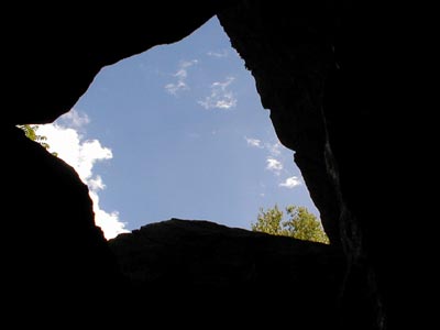 The rocks in Leatherman cave form a natural chimney for campfires.