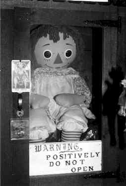 A possessed doll from the Warren's Occult Museum.